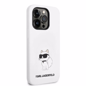Karl Lagerfeld KLHMP14XSNCHBCH iPhone 14 Pro Max 6.7" balts silikona viedtālruņa apvalks Choupette, magnētiskais (MagSafe)