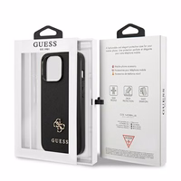 Guess Saffiano 4G Small Metal Logo viedtālruņa apvalks iPhone 13 Pro / 13 6.1" - melna