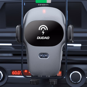 Dudao automātiskais turētājs ar iebūvētu Qi 15W bezvadu lādētāju pelēks (F20xs)