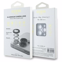 Guess Max Lens aizsargājošs metāla rūdītais stikls iPhone 16 Pro / 16 Pro Max