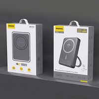Dudao K28 10000mAh PD 22.5W Magnētiskā portatīvais lādētājs ar metāla apvalku un gredzena statīvu - pelēka