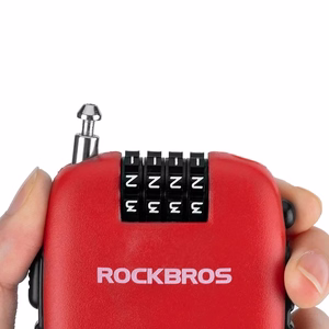 Rockbros 32420981001 velosipēda slēdzene ar ievelkamu trosi, sarkana