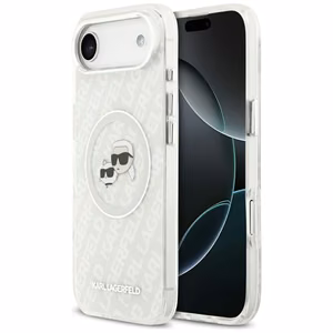 Karl Lagerfeld IML Mirdzošais Karl & Choupette Heads Logo magnētiskais viedtālruņa apvalks iPhone Air - pelēks