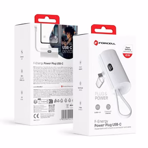 Внешний аккумулятор Forcell F-Energy Power Plug F5K3 PD 20W 5000 mAh со встроенным коннектором USB C белый
