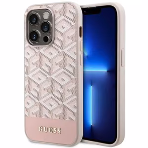 Guess GUHMP14LHGCFSEP iPhone 14 Pro 6.1" rozā/rozā cietais apvalks GCube Stripes MagSafe
