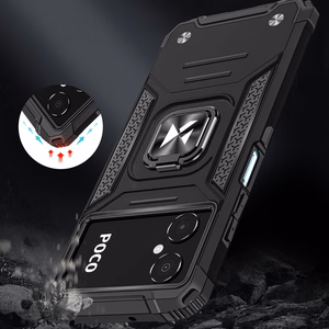 Wozinsky Ring Armor viedtālruņa apvalks Samsung Galaxy A03 bruņu pārvalks magnētiskais turētājs gredzens melns