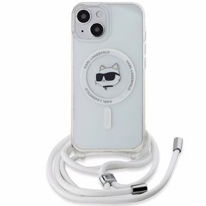 Karl Lagerfeld IML Choupette Head&Cord magnētiskais viedtālruņa apvalks iPhone 15 / 14 / 13 - caurspīdīgs