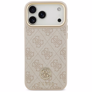 Guess 4G Strass Logo & Big Strap Metal Buttons MagSafe Case for iPhone 17 Pro Max - Pink