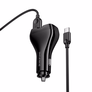 Borofone Car charger BZ35 Leader - 2 x Type C + USB - PD 30W with cable USB to Type C black
