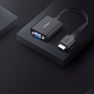 Ugreen adapteris HDMI - VGA micro USB / audio 3.5 mm mini jack melns (40248)