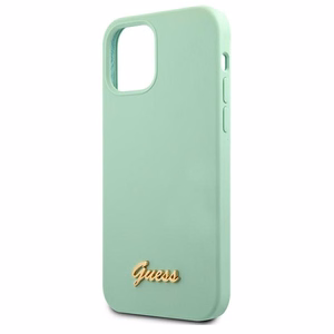 Guess Metal Logo Script apvalks iPhone 12 Pro Max 6.7" - zaļa