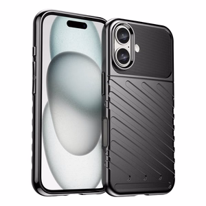 Thunder viedtālruņa apvalks iPhone 16 Plus silikona apvalks - melns