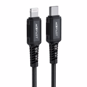 Acefast C4-01 Lightning - USB-C PD kabelis 30W 3A 480Mb/s 1.8m - melns