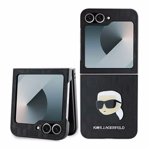 Karl Lagerfeld Saffiano monogrammas viedtālruņa apvalks Samsung Galaxy Z Flip 6 - melns