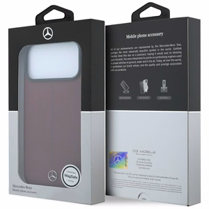 Mercedes Semi Wrap Iconic Line MagSafe ādas maciņš, paredzēts iPhone 18 Pro Max / 17 Pro Max, bordo