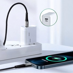 USB kabelis Joryoom S-1224K2 melns Type-C / Lightning 120cm (līdz 20W)