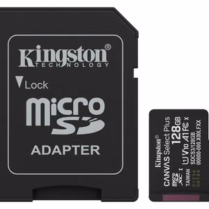 Kingston atmiņas karte 128GB microSDXC Canvas Select Plus Gen3 150MB/s A1 Card + Adapter