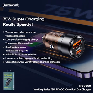 Car charger Remax RCC360 75W USB-C/USB-A black