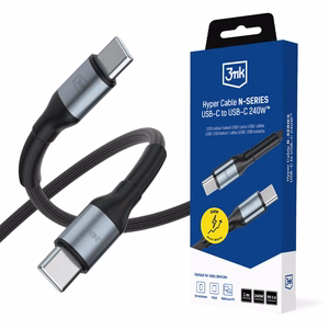 3mk Hyper Cable N-SERIES USB-C / USB-C 1m PD 3.0 QC 3.0 48V / 5A 240W - melns