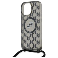 Karl Lagerfeld IML Crossbody Monogramma Karl & Choupette Head Magnētiskais Viedtālruņa apvalks iPhone 16 Pro Max - Melns
