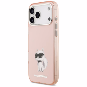 Karl Lagerfeld IML Aquarelle Choupette & Logo Magnētiskais viedtālruņa apvalks iPhone 17 Pro Max - rozā