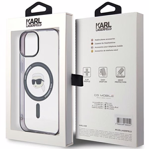 Karl Lagerfeld KLHMP15MHKHNOTK iPhone 15 Plus 6.7" caurspīdīgs cietais apvalks IML Karl's Head MagSafe