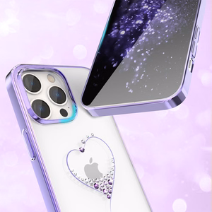 Kingxbar Wish Series silikonais viedtālruņa apvalks iPhone 14 Plus ar Swarovski kristāliem violeta krāsā