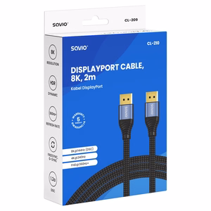 Savio CL-210 DisplayPort kabelis 2 m melns