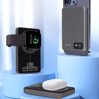 Blavec Portatīvais lādētājs 10000mAh BJ-03 Plāns 13,5mm - Type C - 22,5W magnētiskā Magsafe 3 in 1 (PBBJ03-MC10G) pelēka