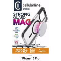 Cellularline Tetra Force Strong aizsargs Mag - iPhone 15 Pro MagSafe maciņš with MICROBAN coating (clear)