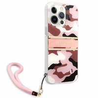 Guess GUHCP13LKCABPI iPhone 13 Pro / 13 6.1" rozā/rozā cietais apvalks Camo Strap Collection