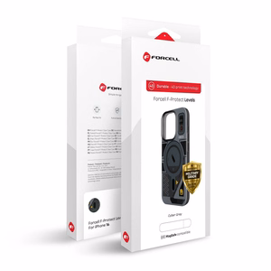 Viedtālruņa apvalks FORCELL F-PROTECT Levels ar divslāņu 4D tehnoloģiju, militārā triecientesta sertifikātu, saderīgs ar MagSafe, paredzēts IPHONE 16 PRO MAX pelēks