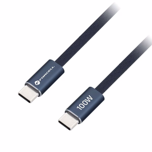 Kabelis USB C uz USB C Forcell F-Energy QC4.0 PD 5A 100W Cafule Flat 1,2 m CCFN23 tumši zils