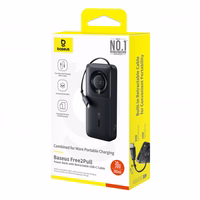 Portatīvais lādētājs Baseus "Free2Pull" melns 10000mAh 30W (PD) + iebūvēts "Type-C" kabelis