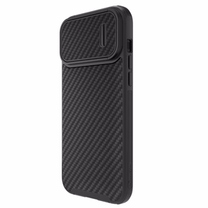 Nillkin Synthetic Fiber S viedtālruņa apvalks iPhone 14 Pro Max ar kameras vāciņu, melns