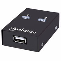 Manhattan USB-A Automatic Sharing Switch, 2x USB-B Ports, 480 Mbps (USB 2.0), Dual Control (Auto-Sensing or Manual), Bus Powered, Hi-Speed USB, inc 1x 1.5m USB-A to USB-B cable, melns, Three Year Warranty