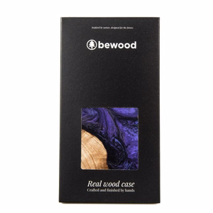 Koka un sveķu viedtālruņa apvalks iPhone 15 Plus Magnētiskais Bewood Unique Violet - violeta un melns