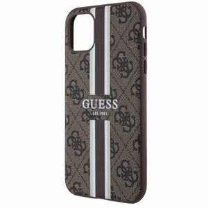 Guess GUHMN61P4RPSW iPhone 11 / Xr brūns/brūns cietais apvalks 4G Printed Stripes MagSafe