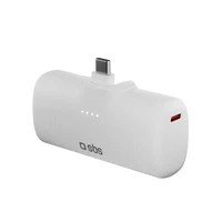 SBS EcoPower 5000 mAh 10W portatīvais lādētājs ar iebūvētu USB-C portu - balta