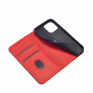 Magnet Fancy Case viedtālruņa apvalks iPhone 14 Plus ar flip vāciņu, maku funkciju un statīvu - sarkanās krāsas