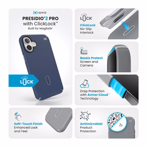 Speck Presidio2 Pro vāciņš ar MagSafe un ClickLock iPhone 16 Plus tālrunim, Coastal Blue/Dust Grey