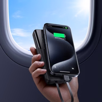 Joyroom JR-PBF19 22.5W 10000mAh portatīvais lādētājs ar diviem iebūvētiem kabeļiem - melns