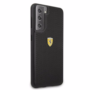 Viedtālruņa apvalks Ferrari FESPEHCS21MBK S21+ G996 melns/melns ciets apvalks On Track perforēts