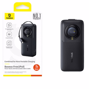 Portatīvais lādētājs Baseus OS Free2Pull 10000mAh 30W + kabelis (melns)