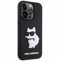 Karl Lagerfeld KLHCP14X3DRKHNK iPhone 14 Pro Max 6.7" melns/melns cietais viedtālruņa apvalks Rubber Choupette 3D