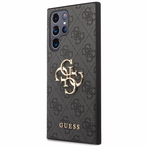 Guess GUHCS23L4GMGGR S23 Ultra S918 pelēks/pelēks cietais apvalks 4G Liels Metāla Logotips