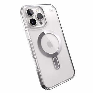Speck Presidio Perfect-Clear vāciņš ar MagSafe un ClickLock iPhone 16 Pro Max tālrunim, Clear/Chrome