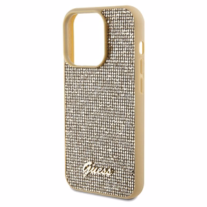 Guess Disco Metal Script viedtālruņa apvalks iPhone 14 Pro - zelta