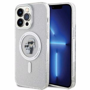 Karl Lagerfeld KLHMP14XHGKCNOT Karl & Choupette Glitter vāciņš ierīcei iPhone 14 Pro Max 6.7", ar MagSafe, caurspīdīgs
