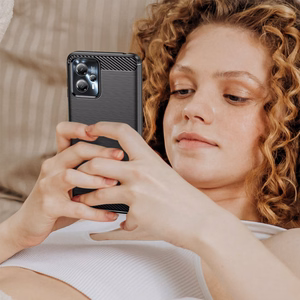Carbon viedtālruņa apvalks Motorola Moto G13 elastīgs silikona oglekļa apvalks melns